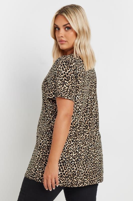 YOURS Plus Size Brown Leopard Print Bow Top | Yours Clothing 2