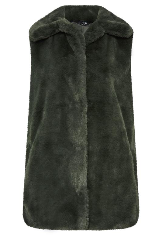 LTS Tall Dark Green Faux Fur Gilet | Long Tall Sally 5