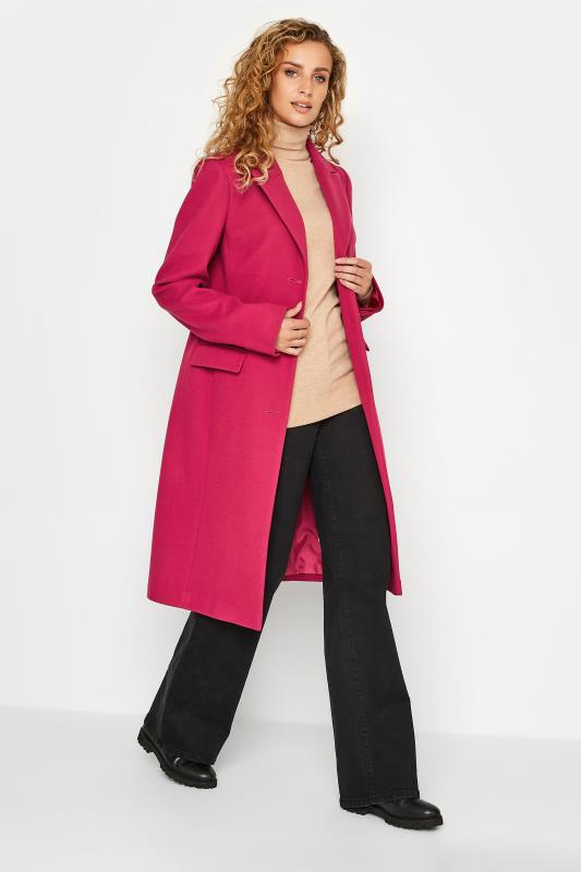 LTS Tall Pink Midi Formal Coat 2