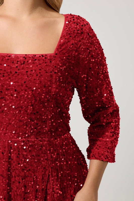 red glitter skater dress Yours London Women's Plus Size Sequin Velvet Size 18 winter-shop