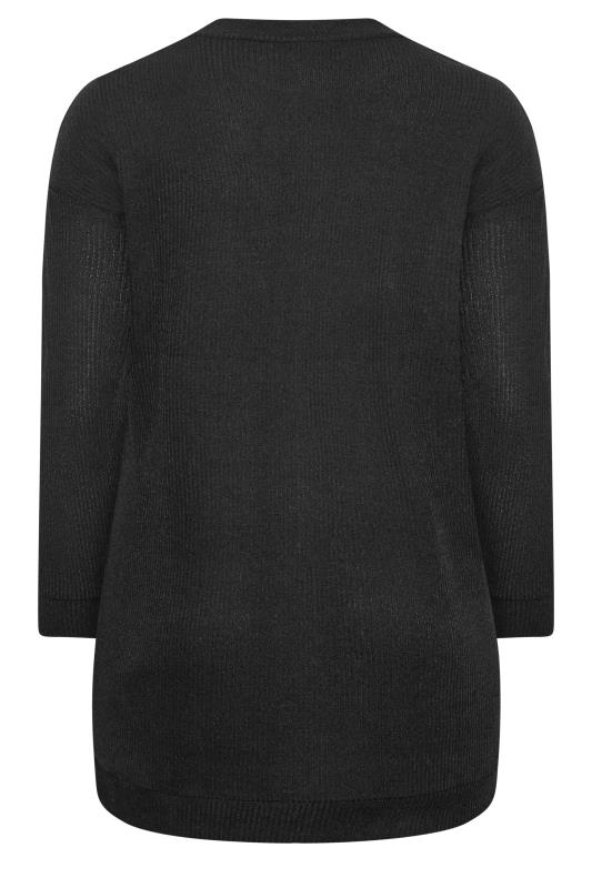 YOURS Plus Size Black Seam Detail  Ribbed Jumper | Yours Clothing 7