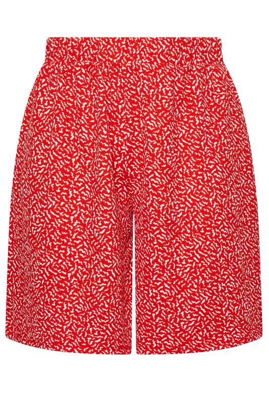 YOURS Plus Size Red Ditsy Print Pull On Shorts | Yours Clothing 4