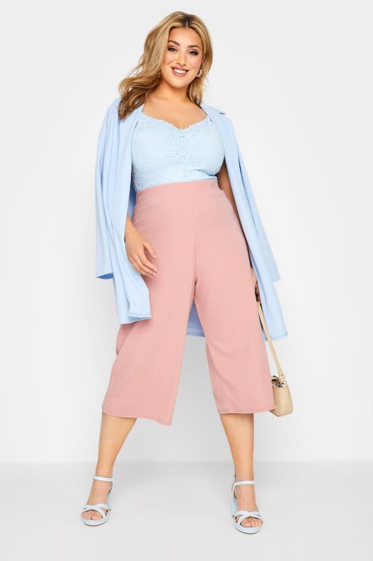 YOURS LONDON Curve Pink Wide Leg Culottes_B.jpg
