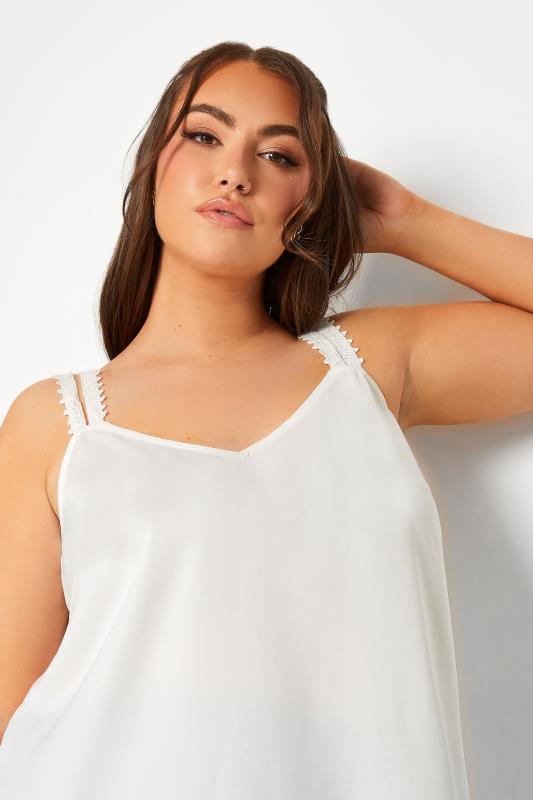 LIMITED COLLECTION Plus Size White Embroidered Strap Vest Top | Yours Clothing 5
