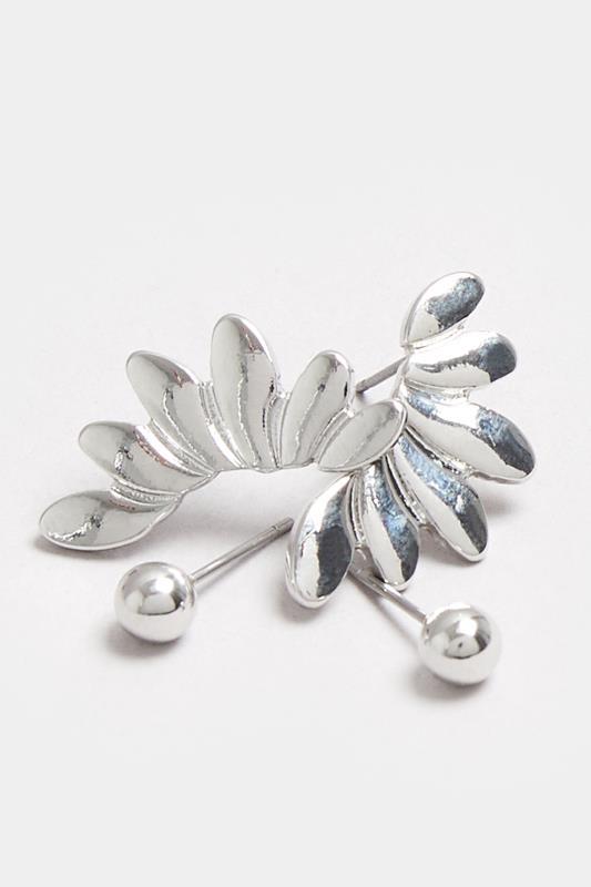 2 PACK Silver Tone Leaf Stud Earrings | Yours Clothing 4