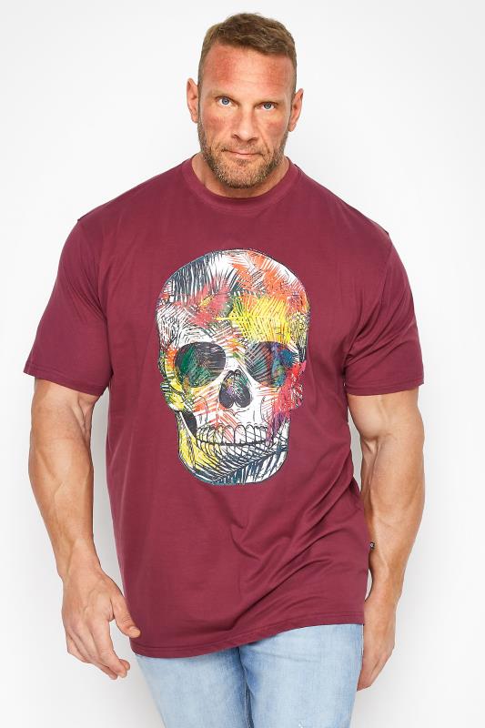 Men's  KAM Big & Tall Red Skull Print T-Shirt