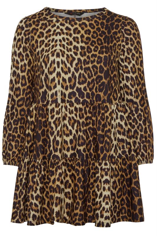 Brown Leopard Print Tiered Smock Tunic in Soft Touch_F.jpg