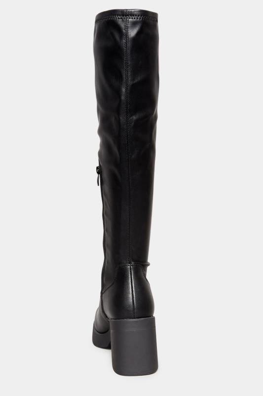 LIMITED COLLECTION Black Block Heel Stretch Knee High Boots In Wide E Fit | Yours Clothing  4