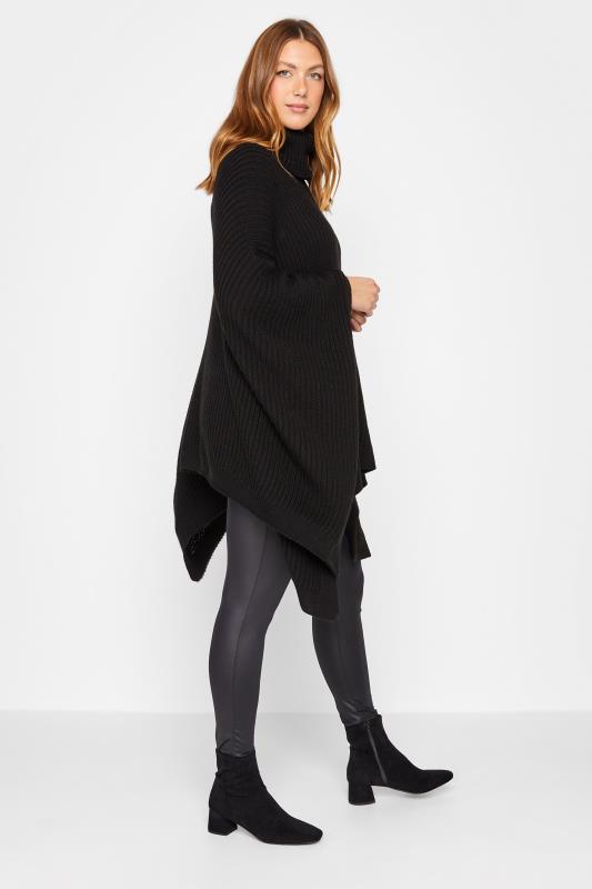 LTS Tall Women's Black Roll Neck Knitted Poncho | Long Tall Sally 2