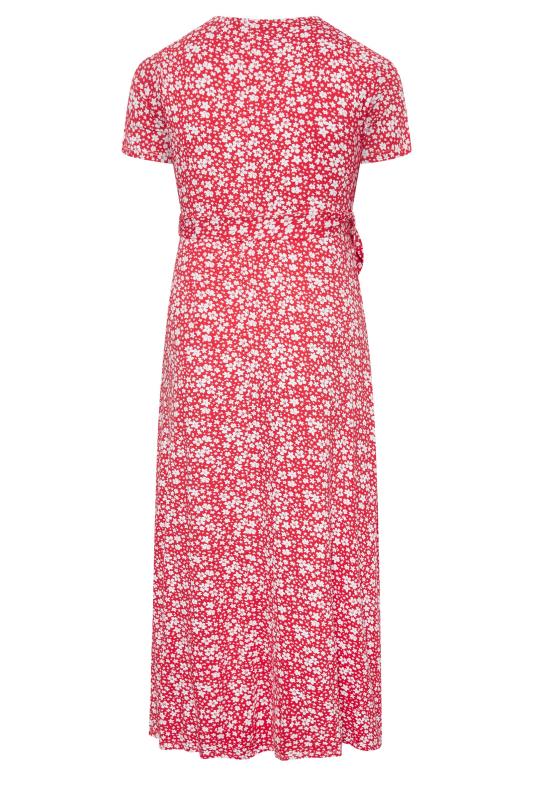 YOURS Curve Plus Size Red Ditsy Print Midaxi Dress | Yours Clothing  7