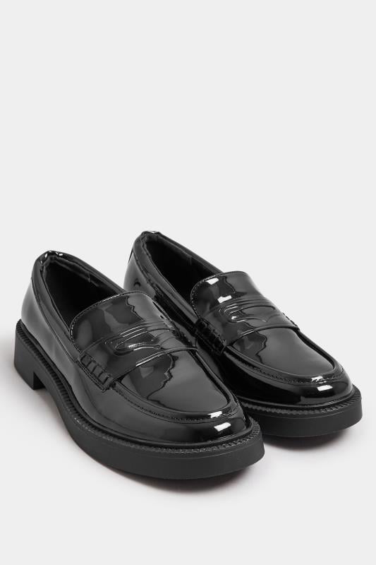 Chunky black patent loafers online