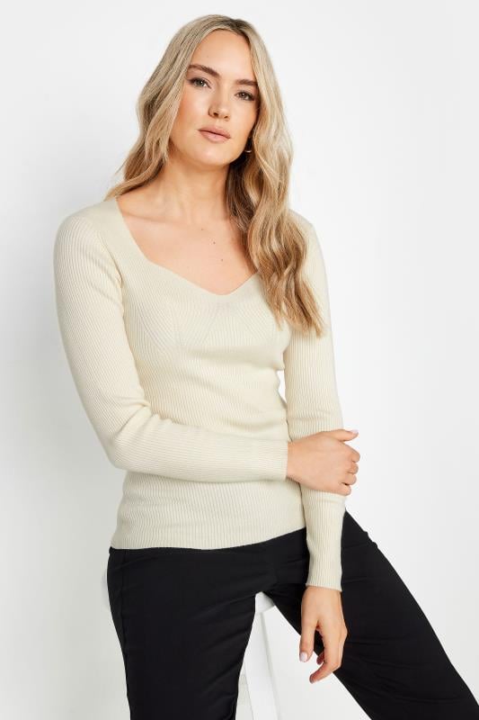 LTS Tall Ivory Ribbed Sweetheart Jumper | Long Tall Sally  3