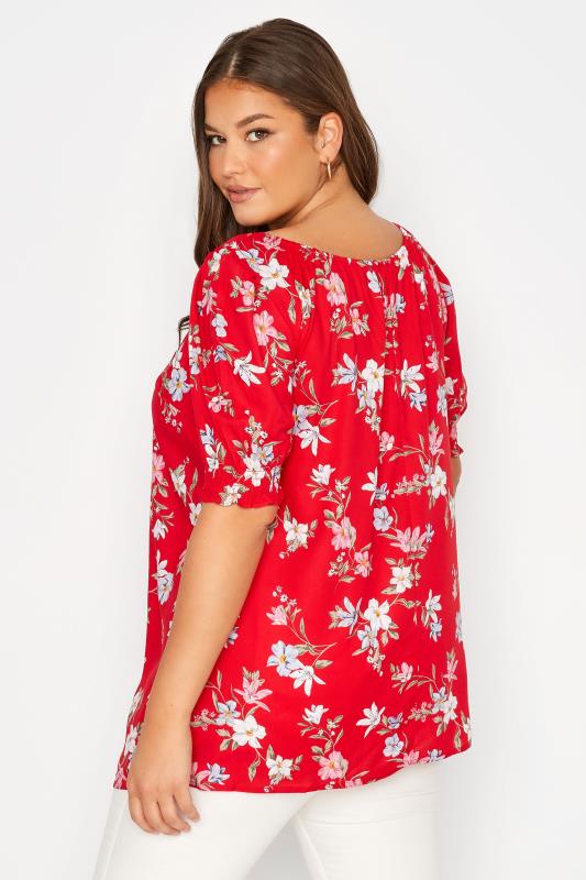 Curve Red Floral Gypsy Top 3
