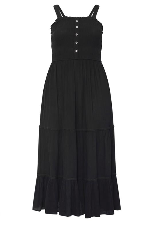 YOURS Plus Size Black Shirred Placket Dress | Yours Clothing 5