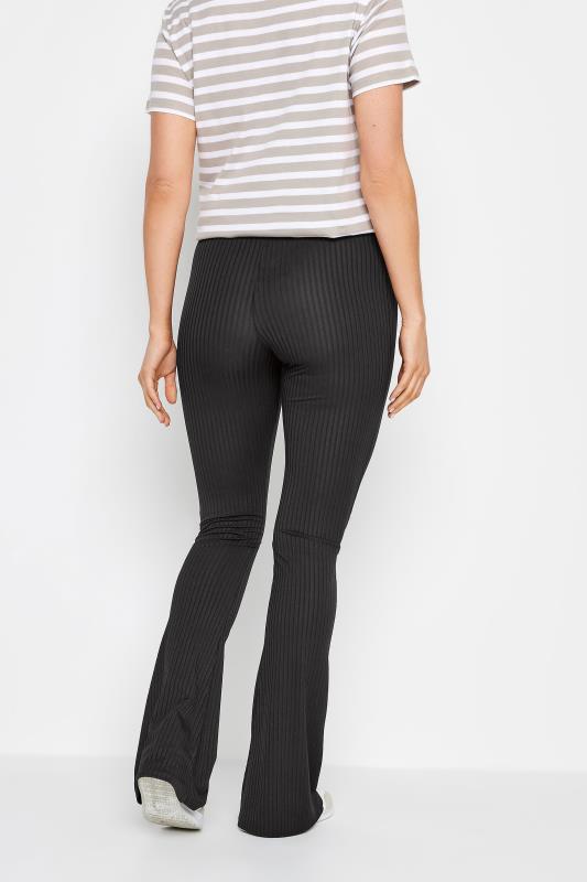 LTS Tall Womens Black Ribbed Flared Trousers | Long Tall Sally 3