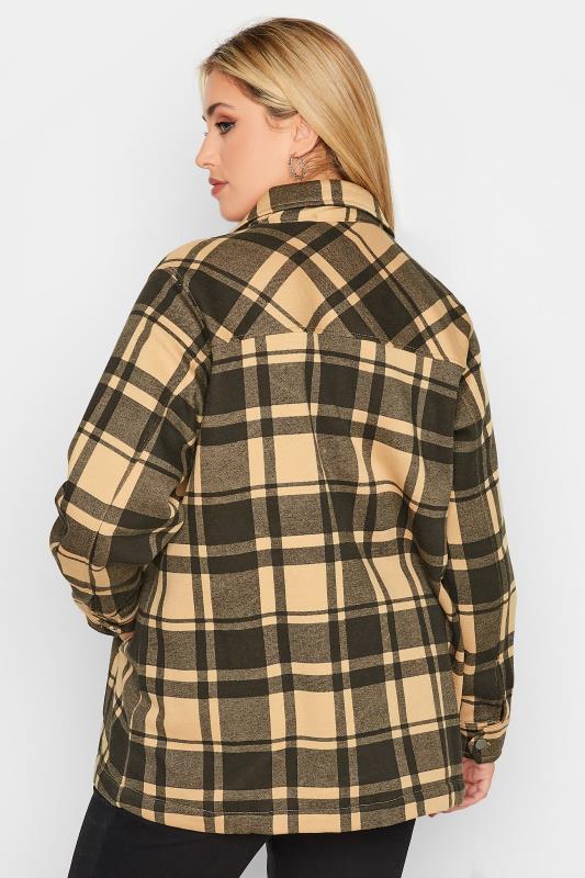 Curve Plus Size Beige Check Shacket  | Yours Clothing 4
