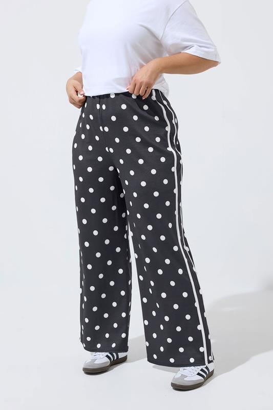 LIMITED COLLECTION Plus Size Black Polka Dot Side Stripe Trousers | Yours Clothing 2