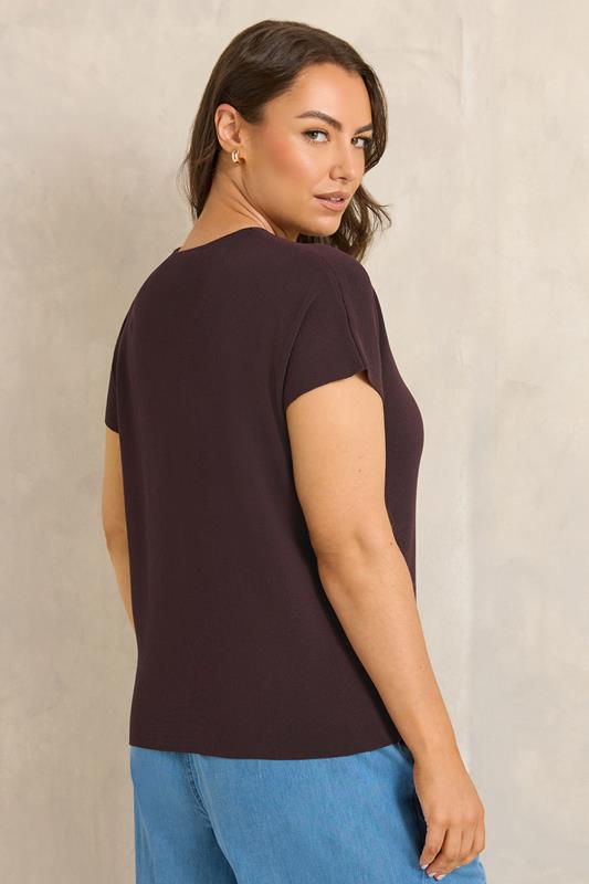 EVANS Plus Size Brown V-Neck Knitted Top | Evans 2