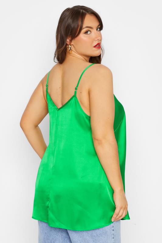 LIMITED COLLECTION Plus Size Bright Green Satin Cami Top | Yours Clothing  3