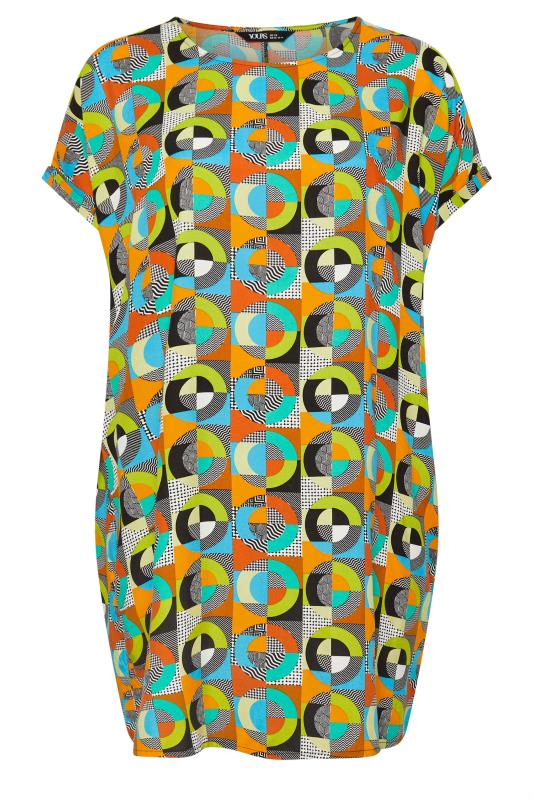 YOURS Plus Size Orange & Blue Abstract Print Tunic Dress | Yours Clothing 5