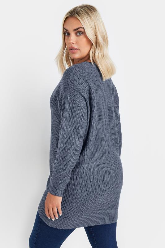 YOURS Plus Size Essential Blue Knitted Jumper | Yours Clothing 3