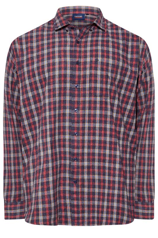 ESPIONAGE Big & Tall Grey & Red Check Brushed Shirt | BadRhino 3