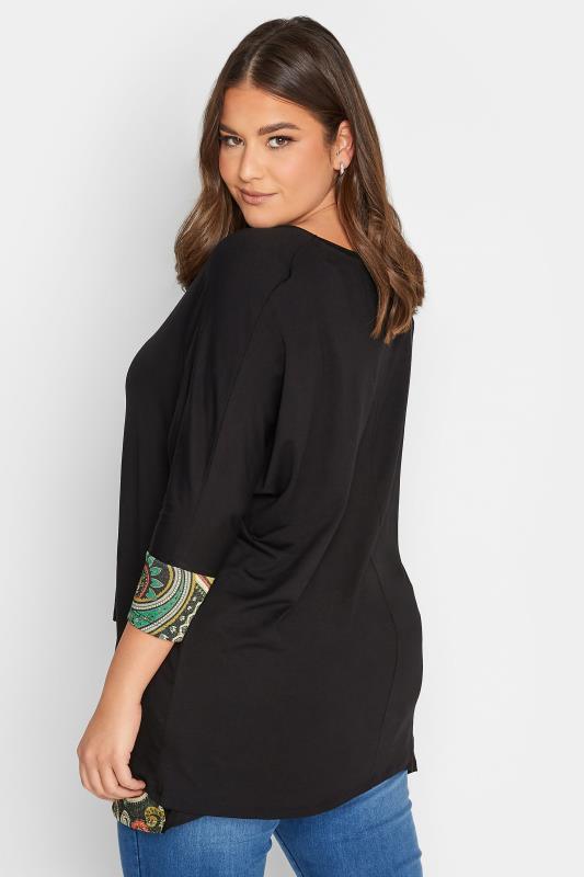 YOURS Plus Size Black Layered Paisley Print Top | Yours Clothing 3