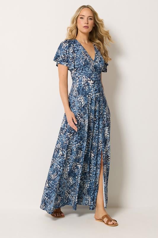  LTS Tall Dark Blue Abstract Wrap Maxi Dress