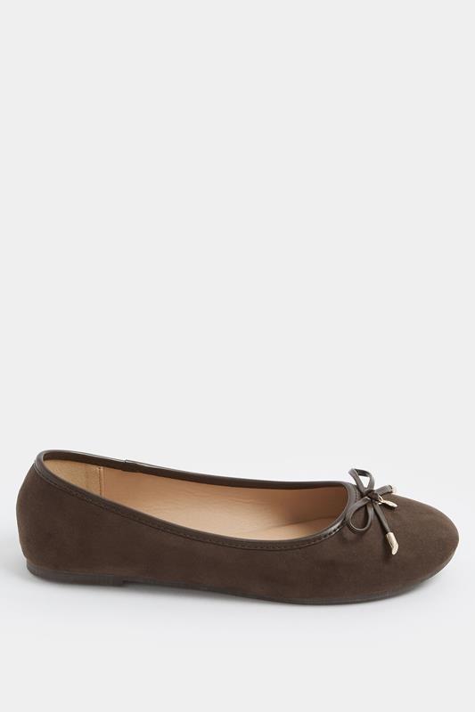 LTS Dark Brown Faux Suede Ballerina Pumps In Standard Fit | Long Tall Sally 2