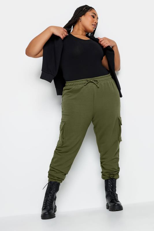 YOURS Plus Size Khaki Green Cuffed Cargo Joggers | Yours Clothing