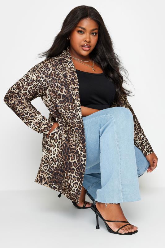 LIMITED COLLECTION Plus Size Brown Leopard Print Blazer | Yours Clothing 1