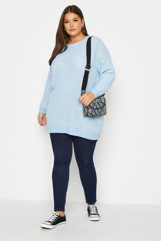 Plus Size Curve Blue Essential Knitted Jumper | Yours Clothing 2