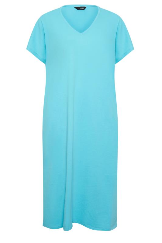 YOURS Plus Size Blue Side Split Midaxi T-Shirt Dress | Yours Clothing 6