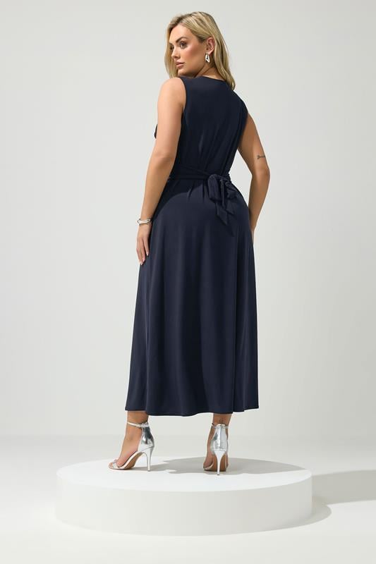 YOURS LONDON Plus Size Navy Blue Knot Detail Dress | Yours Clothing 2