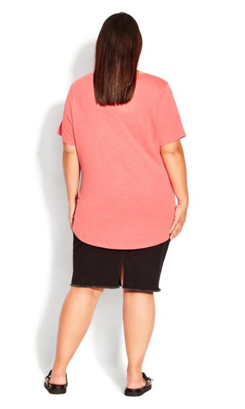 Evans Coral Orange V-Neck Pocket T-Shirt 4