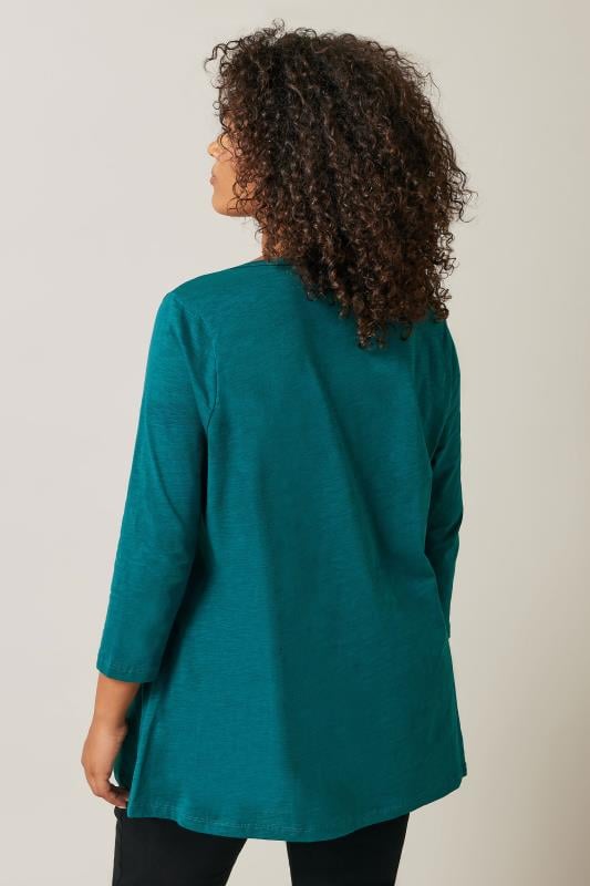 Evans Jade Green Long Sleeve Wrap Hem Top 3