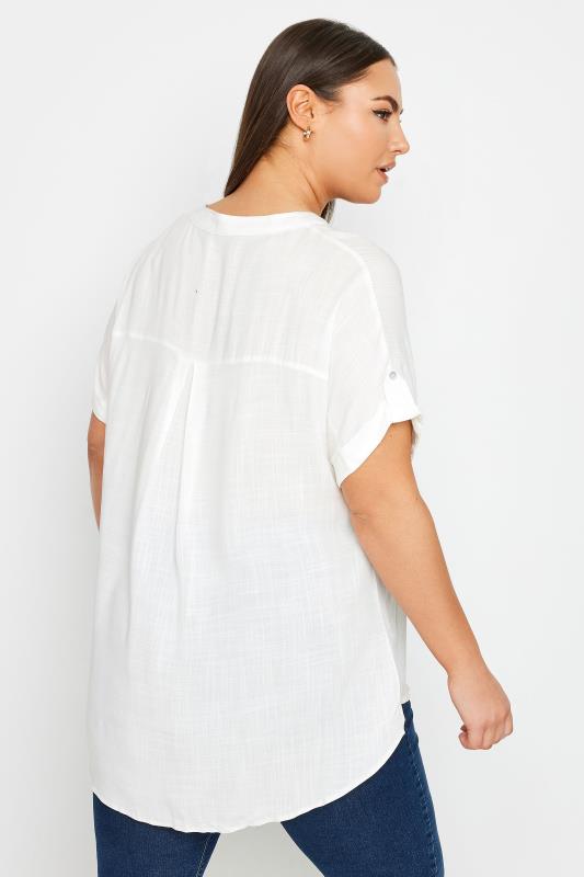 YOURS Plus Size White Button Short Sleeve Shirt | Yours Clothing 3