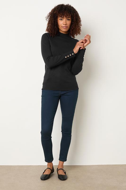 M&Co Black Button Turtle Neck Jumper | M&Co 1