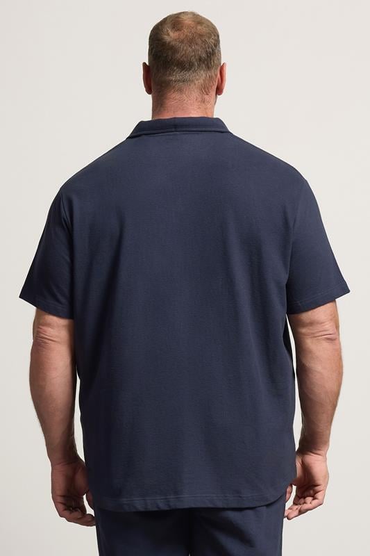BadRhino Big & Tall Navy Blue Revere Slub Shirt | BadRhino 2
