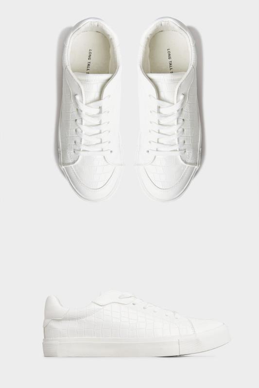 LTS White Croc Lace Up Trainers 3