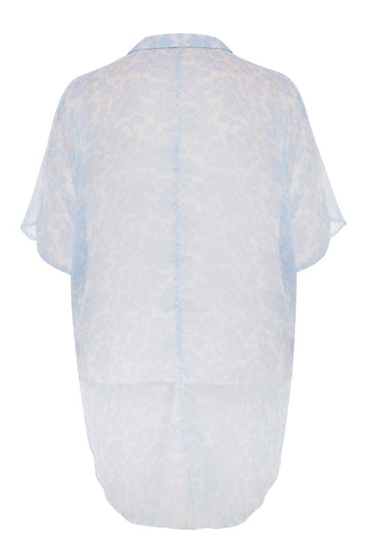 Pale Blue Floral Batwing Shirt | Yours Clothing 7