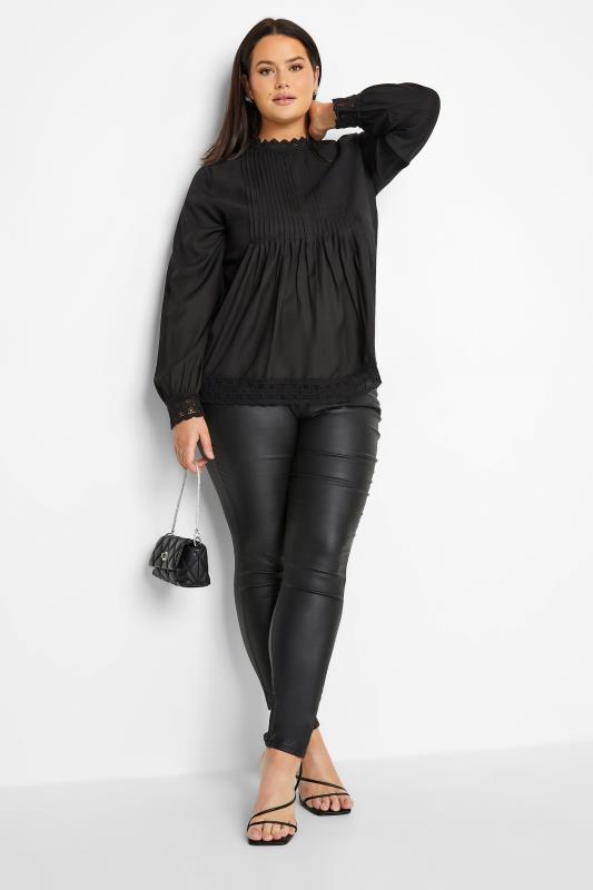 LTS Tall Women's Black Pleated Long Sleeve Pintuck Top | Long Tall Sally 2