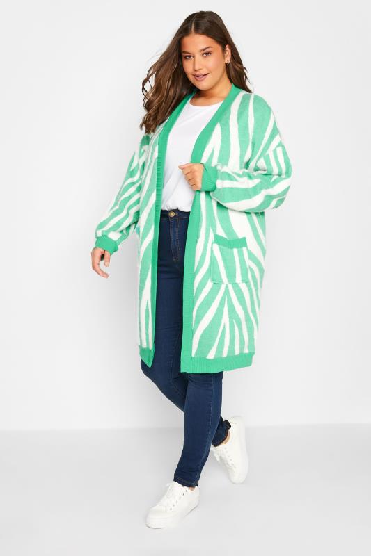  Grande Taille LTS Tall Light Green Marble Print Cardigan