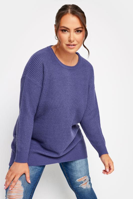  Grande Taille YOURS Curve Purple Essential Knitted Jumper