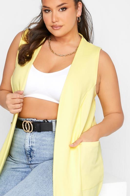 LIMITED COLLECTION Curve Lemon Yellow Sleeveless Blazer | Yours Clothing 4