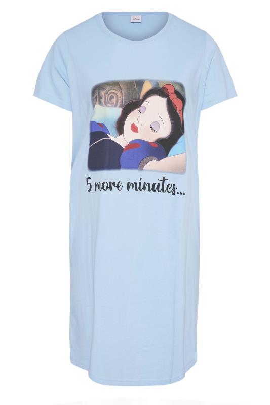 DISNEY Plus Size Blue Snow White '5 More Minutes' Slogan Nightdress | Yours Clothing 5