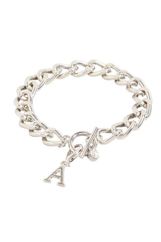 Silver Tone Initial Charm Chain Bracelet 4