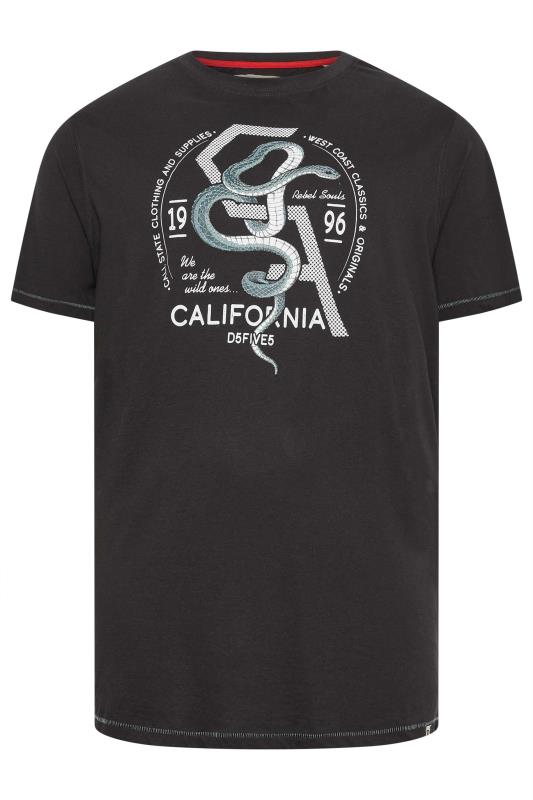 D555 Big & Tall Black 'California' Snake T-Shirt | BadRhino 4