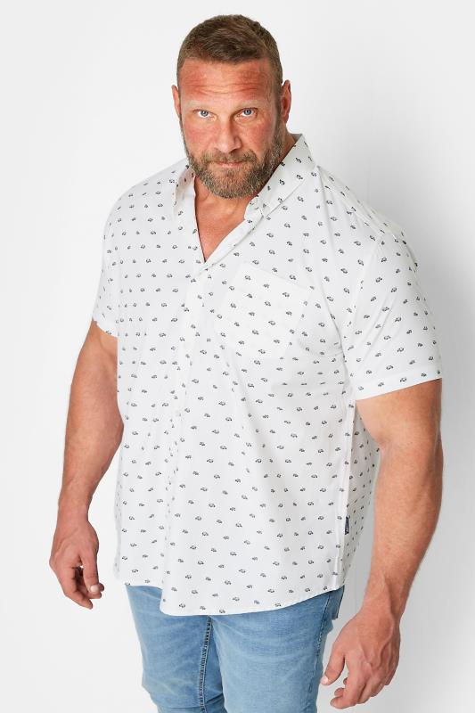 Men's  BadRhino Big & Tall White Jeep Print Poplin Shirt