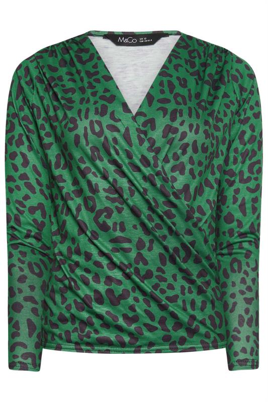 M&Co Green Leopard Print Wrap Top | M&Co 5